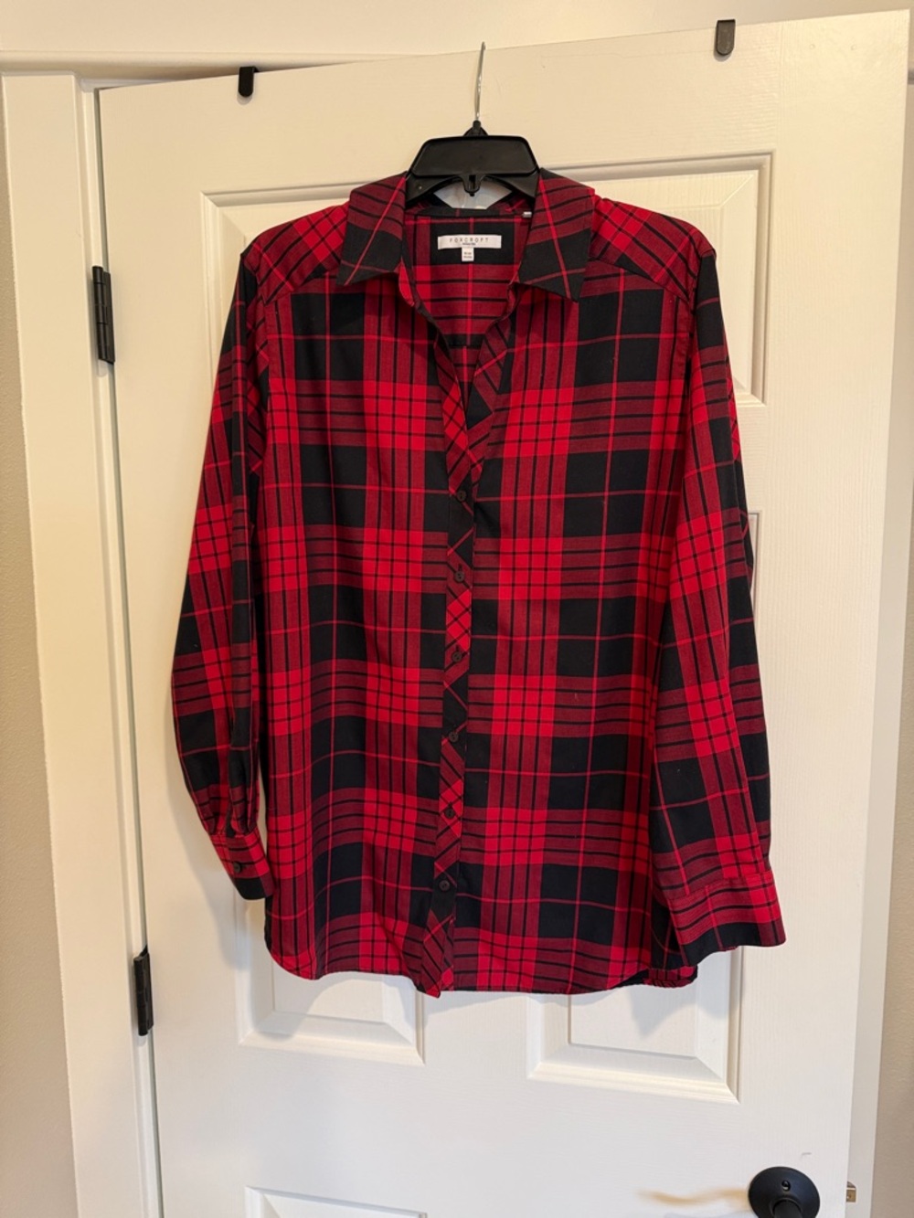 Foxcroft Red and Black Plaid Button-Front Shirt